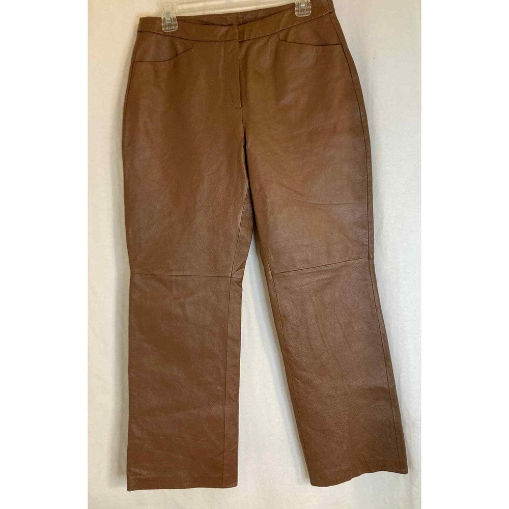 Chadwicks Genuine Leather Pants Womens 10P Brown High Rise Career